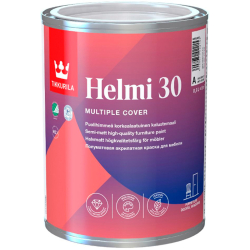 Фарба для меблів акрилова Tikkurila Helmi 30 напівматова База А біла 0.9л