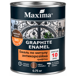 Емаль алкідна антикорозійна по металу 3 в 1 графітна Maxima Graphite Enamel коричнева глянцева 0.75кг