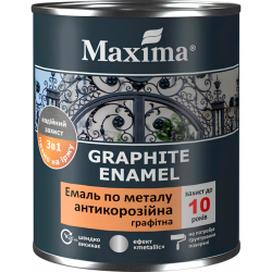 Емаль алкідна антикорозійна по металу 3 в 1 графітна Maxima Graphite Enamel срібляста глянцева 0.75кг