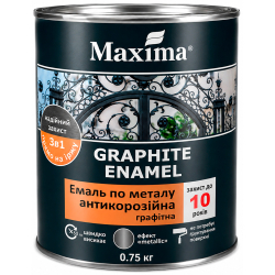 Емаль алкідна антикорозійна по металу 3 в 1 графітна Maxima Graphite Enamel сіра глянцева 0.75кг