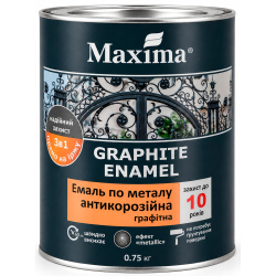 Емаль алкідна антикорозійна по металу 3 в 1 графітна Maxima Graphite Enamel чорна глянцева 0.75кг