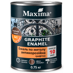 Емаль алкідна антикорозійна по металу 3 в 1 графітна Maxima Graphite Enamel шоколадна глянцева 0.75кг