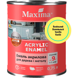 Акваемаль акрилова для дерева та металу Maxima Acrylic Enamel ванільна шовковисто-матова 0.75л