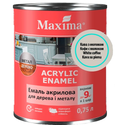 Емаль акрилова для дерева та металу Maxima Acrylic Enamel кава з молоком  шовковисто-матова 0.75л