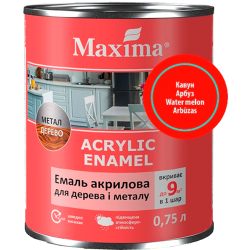 Емаль акрилова для дерева та металу Maxima Acrylic Enamel кавун шовковисто-матова 0.75л