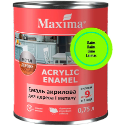 Емаль акрилова для дерева та металу Maxima Acrylic Enamel лайм шовковисто-матова 0.75л