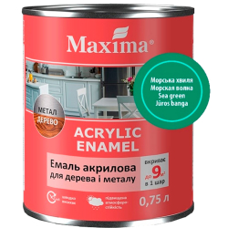 Акваемаль акрилова для дерева та металу Maxima Acrylic Enamel морські хвилі шовковисто-матова 0.75л