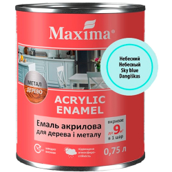 Емаль акрилова для дерева та металу Maxima Acrylic Enamel небесна шовковисто-матова 0.75л