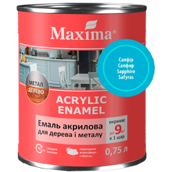 Акваемаль акрилова для дерева та металу Maxima Acrylic Enamel сапфір шовковисто-матова 0.75л