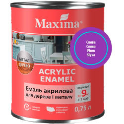 Акваемаль акрилова для дерева та металу Maxima Acrylic Enamel сливова шовковисто-матова 0.75л
