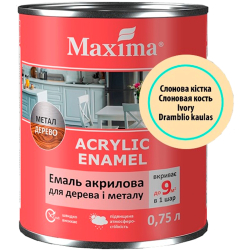 Акваемаль акрилова для дерева та металу Maxima Acrylic Enamel слоновова кістка шовковисто-матова 0.75л