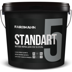 Фарба інтер’єрна акрилова Farbmann Standart 5 матова для стін та стель База А біла 0.9л