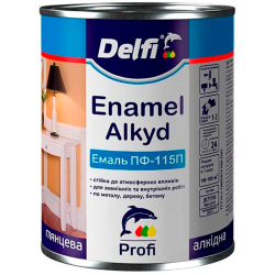Емаль алкідна DELFI Enamel Alkyd ПФ-115П біла глянцева 0.9кг