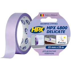Малярна стрічка HPX 4800 для делікатних поверхонь 60С 25мм 25м