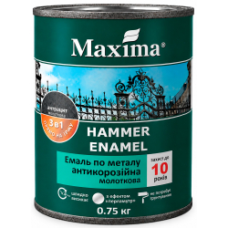 Емаль алкідна антикорозійна по металу 3 в 1 молоткова Maxima Hammer Enamel антрацит глянцева 0.75кг