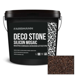 Штукатурка мозаїчна камінцева силіконова Farbmann Deco Stone Silicon Mosaic QT12 темно-коричнева 23кг