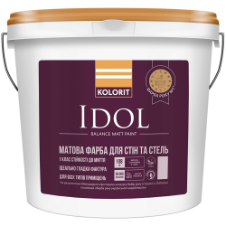 Фарба інтер'єрна акрилова Kolorit Idol матова для стін та стель База А біла 0.9л
