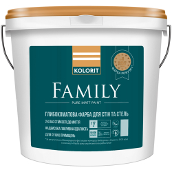 Фарба інтер'єрна акрилова Kolorit Family глибокоматова для стін та стель База А біла 0.9л