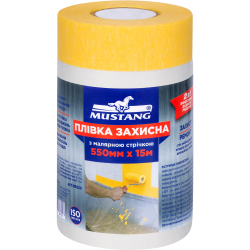 Захисна плівка з малярною стрічкою Masking Roller Mustang 15x0.55м