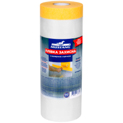 Захисна плівка з малярною стрічкою Masking Roller Mustang 15x1.5м