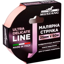 Малярна стрічка рисова делікатна MUSTANG ULTRA DELICATE LINE 25мм 50м