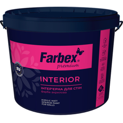 Фарба інтер’єрна акрилова Farbex Interior матова для стін та стель База А біла 1.4кг