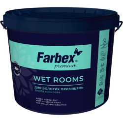 Фарба інтер’єрна акрилова Farbex Wet Rooms матова для стін та стель База А біла 1.4кг