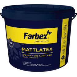 Фарба інтер’єрна латексна Farbex Mattlatex матова для стін та стель База А біла 1.4кг