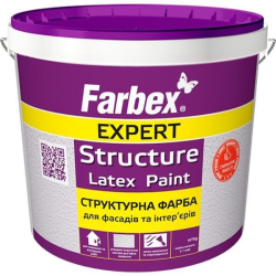 Фарба інтер’єрна акрилова Farbex Expert Structure матова для стін База А біла 14кг