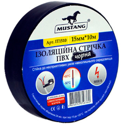 Ізоляційна стрічка ПВХ Mustang 15мм*10м чорна IT1510Ч