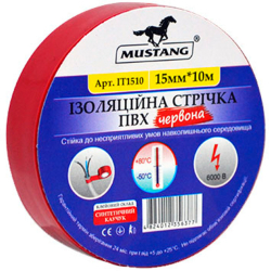 Ізоляційна стрічка ПВХ Mustang 15мм*10м червона IT1510К
