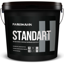 Фарба інтер’єрна акрилова Farbmann Standart H матова з високою покривною здатністю База А біла 0.9л